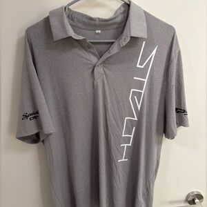 TaylorMade Grey Polo with Vertical White Logo